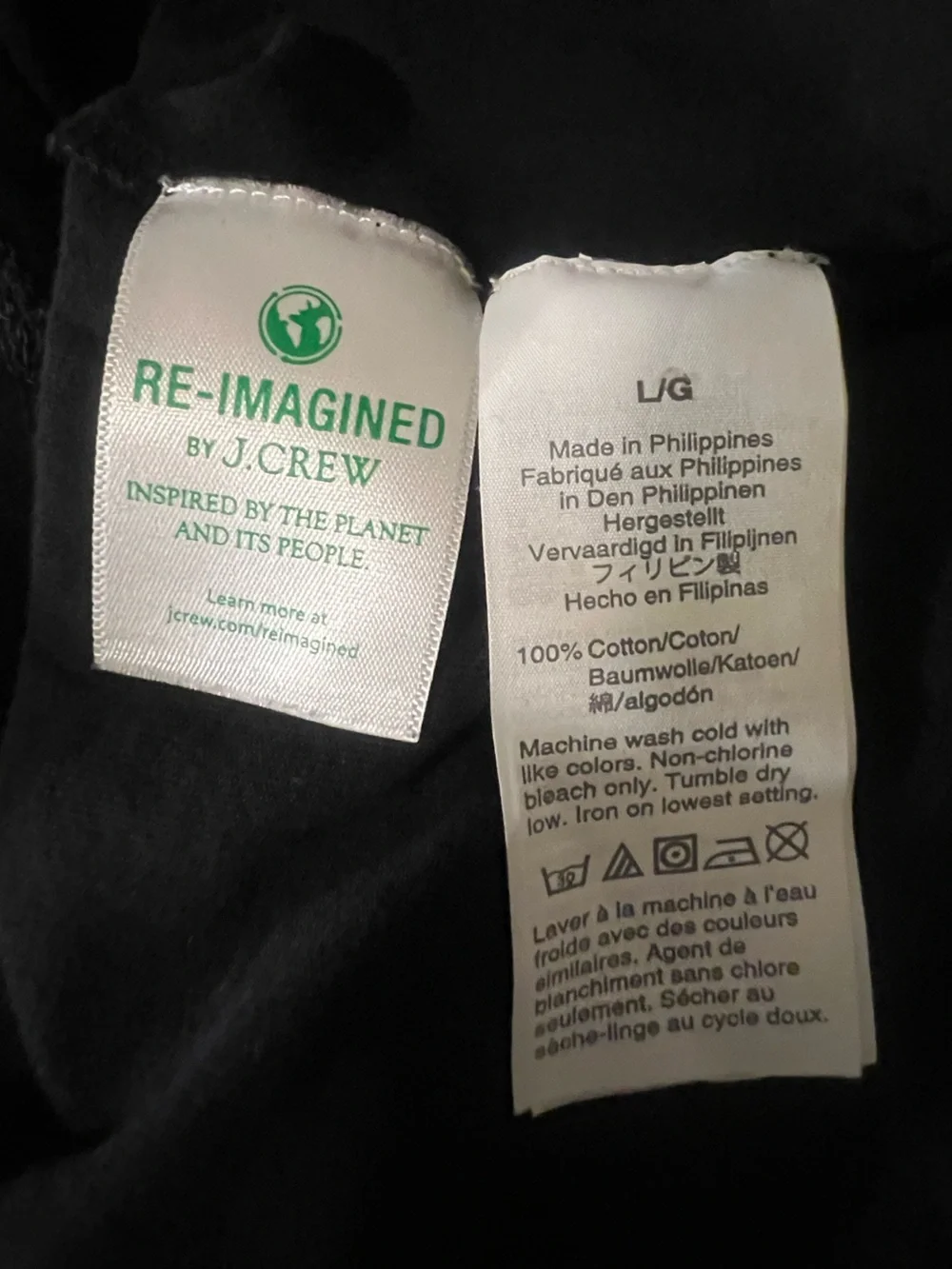 J. Crew Black Crewneck Long Sleeve Top Size Large 100% Cotton